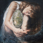 June Stratton, “Cocoon”, oil, silver leaf on Arches oil paper, 20 x 20 inches, $4,025