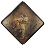 Mall, “Lady of the Woods”, mixed media, resin, 12 x 12 inches, $1,400