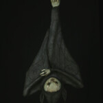 Scott Radke, “Bat 2”, magic sculpt, burlap, acrylic paint, 25 x 12.5 x 5.5 inches, $600