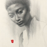 Mandy Tsung, “Rippled With Wavering Air”, graphite, acrylic on paper mounted to wood, 11.5 x 9.5 inches, $400