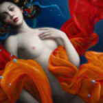Chie Yoshii, "Goldfish", oil on wood panel, 11 x 14 inches.