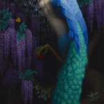Chie Yoshii, "Kalaviṅ ka" oil on canvas, 40 x 20 inches.