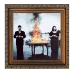 Nicolas Bruno, “Manifestant”, digital photograph embellished with 24 karat gold leaf on Hahnemuhle photo rag satin, 9.25 x 9.25 inches, $400