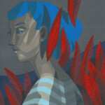 Anjipan, "Jazz Flora, Blue Fauna", acrylic and colored pencil, 5 x 5 inches, $150