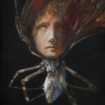 Adam Burke, “Devorantis”, acrylic and ash on wood, 12 x 16 inches, $800