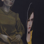 Lola, “Finally”, oil and acrylic on panel, 8 x 12 inches, $2200 | Musical Inspiration: “Finally” composed by Danny Elfman for the Hitchcock soundtrack