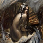 Nadezda, “Lampad”, oil on panel, 12 x 9 inches, $900