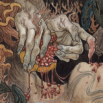 Sam Guay, “The Culling”, watercolor, 6 x 20 inches, $1350 | Musical Inspiration: “The Culling” by Chelsea Wolfe