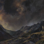 Adam Burke, “Serpentes Aurorae”, acrylic on canvas board, 15 x 30 inches, $1600