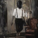 Nadezda, “Steelcut Olympics II”, oil on panel, 12 x 9 inches, $900