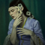 Laurie Lee Brom, “Beyond the Veil”, oil on linen, 20 x 16 inches, $2,400