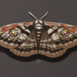 Kane Kokaris, "Moth l", acrylic on wood panel, 4 x 6 inches, $200