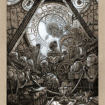 Christopher Burdett, “Keeper of the Clocks”, colored pencil, acrylic and ink on paper, 20 x 16 inches, $2,800