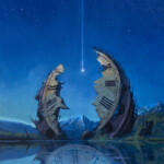 Mark Poole, “Falling”, oil on mounted watercolor paper, 20 x 10 inches, $1,800