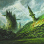Bob Eggleton, “Trantorian Runs”, oil on archival canvas, 20 x 24 inches, 23 x 27 inches framed, $1500