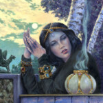 Richard Hescox, “The Spirit of Night”, oil and acrylic on canvas, 12 x 12 inches, $1,250 (All Four for $4,000)