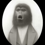 Travis Louie, “Howl”, acrylic on board, oval frame convex glass, 11 x 14 inches, $5300