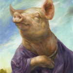 Omar Rayyan, “Pig in Purple”, oil on panel, 20 x 16 inches, $5,500