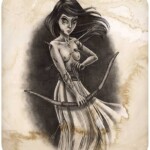 Shannon Bonatakis, “Warrior”, graphite on tea-toned Bristol board, 9 x 13 inches, 10 x 14 inches framed, $600