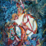 Daria Theodora, “Artemis :: Rebirth”, mixed media on paper, 14 x 11.5 inches, $1,000 | Artemis