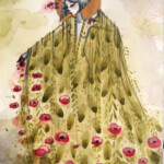 June Leeloo, “The Empress”, watercolour, gold and pencils on Arches paper, 10 x 7 inches, $450 | Mother Nature