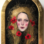 Jel Ena, “Sif”, oil, gold leaf on wood panel, 14 x 10.25 inches, $850 | Sif