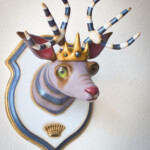 Valency Genis, “Queen Boudica”, epoxy clay, glass, wood, wire, acrylic and oil, 14 x 11 x 10 inches, $450 | Queen Boudica