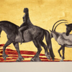 Rebecca Yanovskaya, "Long Road”, 23k Gold Leaf, Acrylic, Ballpoint Pen, 15 x 9 inches, 20 x 15 inches framed, $1050