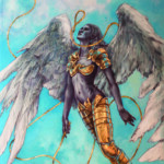 Rebecca Yanovskaya, "Thermal Drift”, 23k Gold Leaf, Acrylic, Ballpoint Pen, 5 x 7 inches, 11 x 12.5 inches framed, $675