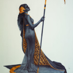Rebecca Yanovskaya, “Vignette”, 23k Gold Leaf, Ballpoint Pen, 10 x 15 inches, 15 x 20.5 inches framed, $950