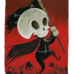 Stephanie Buscema, "Dance Macabre”, gouache on Arches watercolor paper, 8 5/16 x 5 3/8 inches, $900