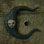 Scott Radke, "Crescent moon (right facing)”, Magic sculpt, resin, acrylic paint, 16 x 17 inches (at the longest points), $650 ($1800 for the trio)