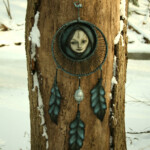 Scott Radke, "Tut Tut Dream catcher”, wood, wire, foil, tape, burla, magic sculpts, acrylic paint and acorn, 11 W x 33 H inches, $475
