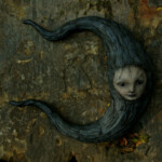 Scott Radke, "Crescent moon (left facing)”, Magic sculpt, resin, acrylic paint, 16 x 17 inches (at the longest points) $650 ($1800 for the trio)