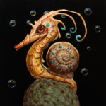 Matt Dangler, “Bubbly Snail”, oil on board, 4 x 4 inches, $450