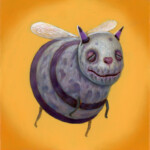 Matt Dangler, “The Juice Bug”, oil on board, 3 x 3 inches, $400
