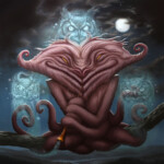 Matt Dangler, “Night Owls”, oil on board, 14 x 14 inches, $2800