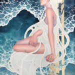 kelogsloops, "In Waves", watercolour, ink, pencil and 21K gold leaf on Arches, 8 x 12 inches, 10 x 14 inches paper size, $900