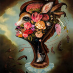 Jennybird Alcantara, "The Collector", oil on wood, 36 x30 inches, $36,000