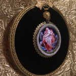 Miso, “Black Velvet”, oil on metal, approx. 4 inches framed, $350
