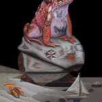 Kane Kokaris, ”Set Sail”, acrylic on wood panel, 6 x 8 inches, black/gold frame, $600