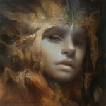 Vanessa Lemen, “Melina, Nymph of the Honey Bees”, oil on panel, 5 x 5 inches, $550