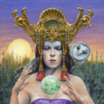 Richard Hescox, “Moonrise”, oil on panel, 8 x 8 inches, $800