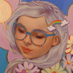 Helice Wen, “Silver Lining”, oil on panel, 8 x 8 inches, $425