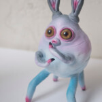 Stan Manoukian, “Burnee”, magic sculpt, glass eyes hand painted with acrylic paint, 8 inches, $650