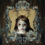 Victoria Steel, “Rose-Tinted Glasses”, oil on panel, 8 x 8 inches, $800