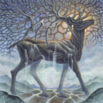 Brendon Flynn, “The Hart of the World's Spring”, acrylic on board, 6 x 6 inches, $575