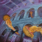 Joseph Weinreb, “Lost in the land of the giant jellies III”, oil on panel, 8 x 8 inches, $450