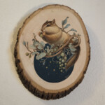 Phoenix Chan, “Branches #17”, gouache and color pencils on wood, 6.25 x 7.5 inches, $180