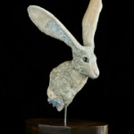Nikole Cooney, “Tuning In”, Epoxy clay, Celestite, wood, 16 x 9.5 x 5.5 inches, $1,100 (Side View)